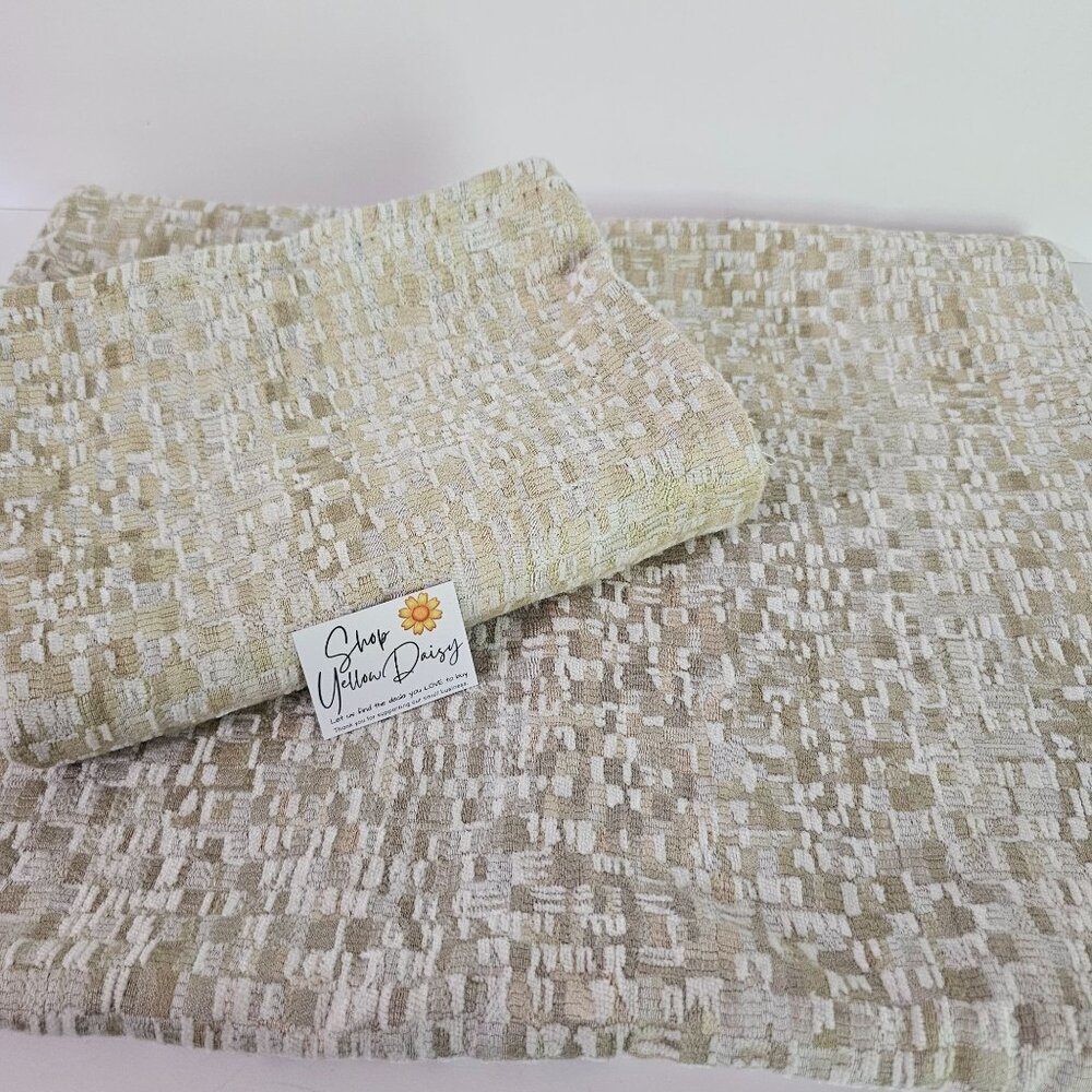 Set Of 2 Haverty's Tweed Beige & White Throw Pillow Covers Zippers 20"x16"《840》M